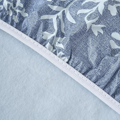 LIBERECOO Round Fitted Tablecloth with Elastic, Flannel Backed Vinyl Tablecloths for 40" - 44" Tables, Waterproof Wipeable Reusable Plastic Table Cloth for Indoor & Outdoor, Light Wash Denim