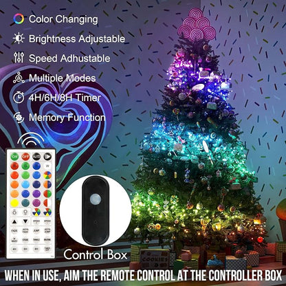 kemooie 164 FT 500 LED Christmas Lights Outdoor, RGB Color Changing Lights with Remote & APP Control, 9 Modes Plug in Green Wire Fairy Lights for Indoor Outdoor Room Garden Christmas Tree Party Decor