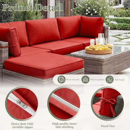 9 Pcs Outdoor Patio Cushions Covers Replacement Sets, Covers Only | 9 Pcs Patio Cushions Covers Replacement UV Resistant, Water Anti-Slip, Heavy-Duty Zippers for 5 Pcs Patio Furniture Set