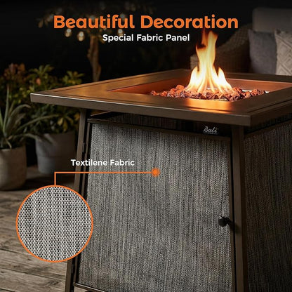 BALI OUTDOORS 50,000 BTU Propane Fire Pit Outdoor, 28 inch Propane Fire Pit Table Square, Gas Firepits for Outside Patio, Garden, Backyard