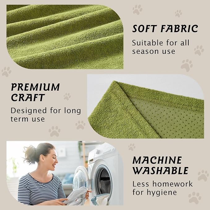 PuTian Couch Cover for Dogs, 71"x118", Boho Green | Waterproof, Washable Slipcover for L-Shaped Sectional, Recliner & Armchair，Protects against Spills, Stains & Wear