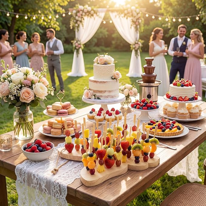 Vesici 2 Pcs Skewer Holder with 100 Pcs 5.9" Cocktail Pick, 98 Holes Fruit Kabobs Appetizer Food Pick Stand and Display Serving Holder for Wedding Party Buffet Catering Event Favor(Butterfly)