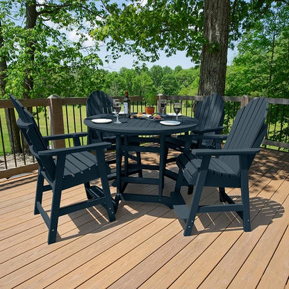 Highwood AD-CNA48-FBE Hamilton 5 Piece Round Counter Height Dining Set, Federal Blue