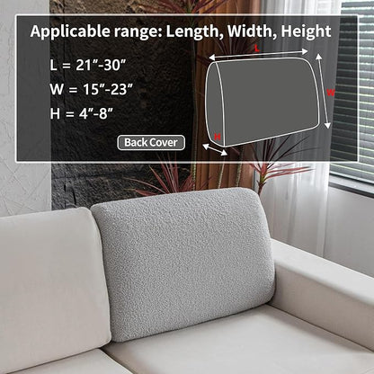 OHSIO Couch Cushion Covers for Sectional Sofa, Stretch Soft Sofa Slipcovers Washable Wear-Resistant Universal Furniture Protector for Living Room(1 Piece Back Couch Cover, Light Gray)