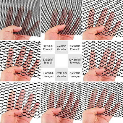 AggAuto Universal 40"x13" Car Grill Mesh 8x25mm Seagull Hole Black | Aluminum Alloy Automotive Grille Insert Bumper, One of the Most Multifunctional Shape Grids 100x33cm