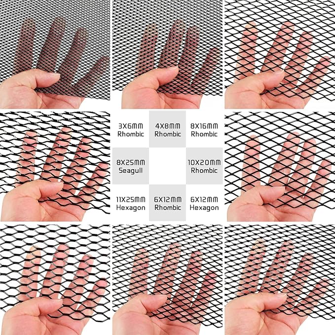 AggAuto Universal 40"x13" Car Grill Mesh 10x20mm Rhombic Hole Black | Aluminum Alloy Automotive Grille Insert Bumper, One of the Most Multifunctional Shape Grids 100x33cm