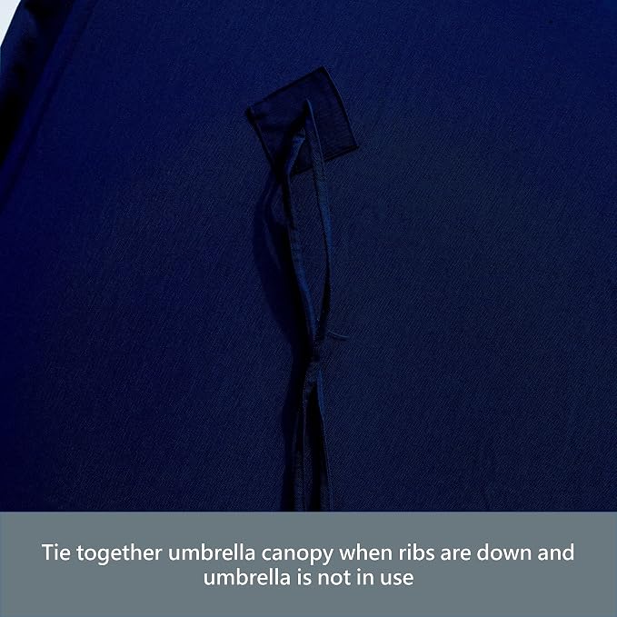 FORMOSA 9ft 6 Rib Market Premium Patio Umbrella Replacement Canopy - 300D UV Protective and Water Resistant Patio Canopy - Umbrella Replacement Cover (CANOPY ONLY) (Navy Fringe Olefin)