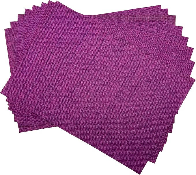 WAZAIGUR Placemats,Easy to Clean Crisscross Woven Vinyl Place Mats Durable Non-Slip Heat Resistant Table Mats,Placemats for Kitchen Table Set of 8,Purple