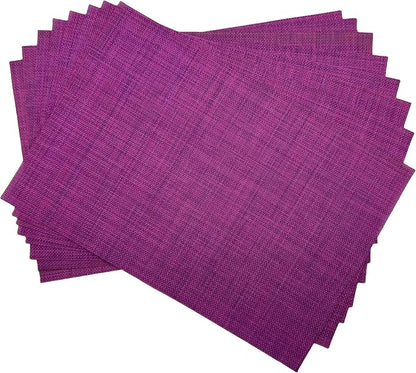 WAZAIGUR Placemats,Easy to Clean Crisscross Woven Vinyl Place Mats Durable Non-Slip Heat Resistant Table Mats,Placemats for Kitchen Table Set of 8,Purple