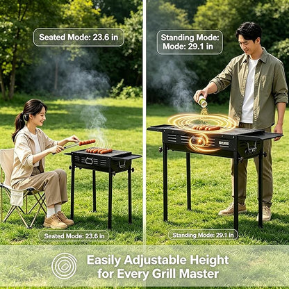 DYRABREST Portable Charcoal Grill Outdoor Folding Barbecue Grill Stainless Steel Lamb Skewer Grill Collapsible Camping Grill for Garden Backyard Outdoor Grilling Camping Hiking Picnics