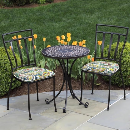 DYTXIII Set of 2 Outdoor Chair Cushions with Ties, Water Repellent Patio Chair Pads 17"x 16" for Outdoor Furniture, Round Corner Seat Cushions for Garden Yard Kitchen Paisley Paradise