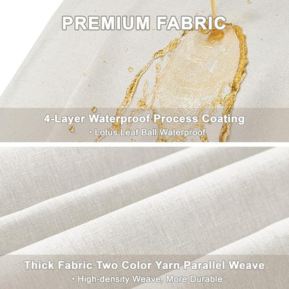 Decorelia Faux Linen Farmhouse Table Cloth 60"x104" for 6 ft Rectangle Table, Ivory Waterproof Outdoor Washable Cloth Tablecloth for Rectangular Dining Room Kitchen Outdoor Party Restaurant Decor