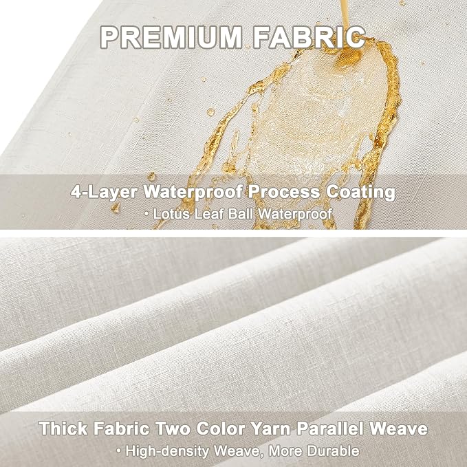 Decorelia Faux Linen Farmhouse Table Cloth 60"x84" for Rectangle Table, Ivory Waterproof Outdoor Washable Cloth Tablecloth for Rectangular Dining Room Kitchen Outdoor Party Restaurant Decor