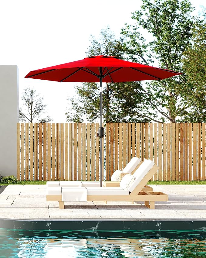 GarveeLife 9 ft Patio Umbrella, Outdoor Table Market Umbrella