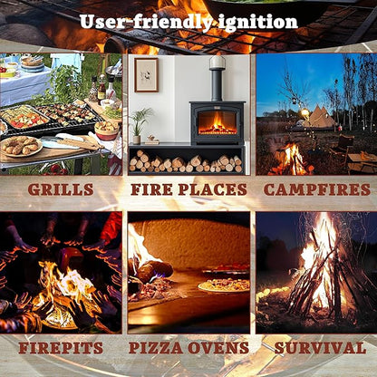 Natural Fire Starter Sticks 80 Pack, Bulk Fire Starter for BBQ, Fireplace, Campfire & Charcoal Grilling, Long Burning, Easy to Light, No Chemicals