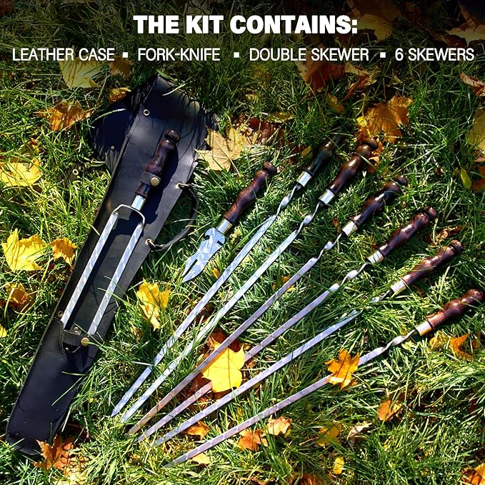 Grilling Supplies - Outdoor Grill Accessories for BBQ - Premium Barbecue Tool Sets Grill Utensils - BBQ Gear - Grill Skewers Set with Case Hunting Quiver