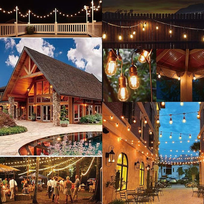 Outdoor String Lights Waterproof 150FT Patio Lighting for Porch Backyard | Connectable Heavy Duty Outside Lights Weatherproof IP65, 46+4 Dimmable Plastic Edison Bulb For Bistro Garden Balcony Gazebo