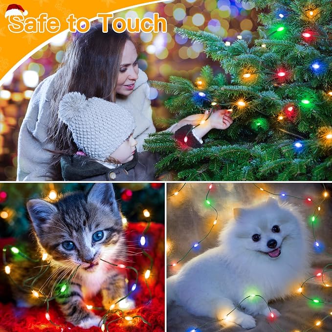 Ollny Christmas Lights 800 LED 262FT Plug in, IP67 Waterproof Green Wire Outdoor Christmas Lights with Remote, 8 Modes with Timer String Light for House Indoor Xmas Decorations Multicolored