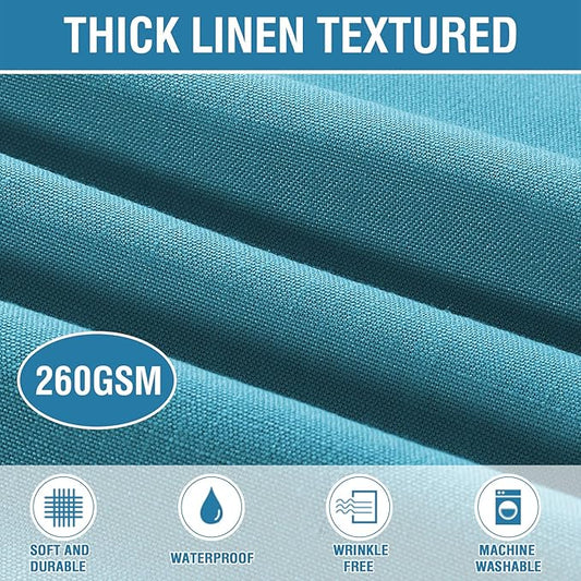 H.VERSAILTEX Linen Textured Table Cloths 60 x 60 Inch Premium Solid Tablecloth Spill-Proof Waterproof Table Cover for Dining Buffet Feature Extra Soft and Thick Fabric Wrinkle Free, Teal