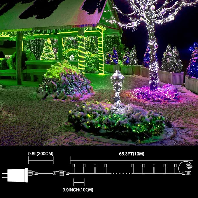 33ft St Patrick's Day Decorations Lights, 100 LED Green Wire Fairy Starry String Lights Plug in, 16 Lighting Modes, for Indoor Outdoor Xmas Tree Wedding Party Decoration (Green)