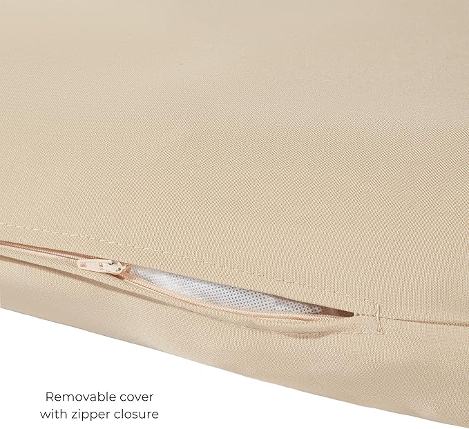 Modern Outdoor Chaise Lounge Cushion with Ties – Durable Polyester Fabric, Channel-Filled Polyfiber Insert, Removable Zippered Cover, Stone
