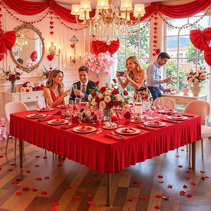 PARTISKY Red Spandex Square Tablecloths 60x60 Inch, 2 Pack Wrinkle Free Fitted Card Table Cloth Stretch Square Table Cover for Kitchen Dinner, Holiday Party, Wedding Banquet, Display Trade Show