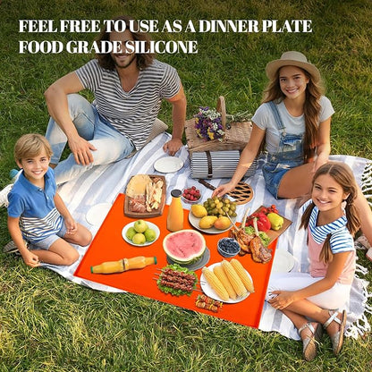 28 Inch Silicone Griddle Mat Cover for Blackstone Skillet Accessories, Heavy Duty Food Grade Grill Mat, Protect Your Griddle from Dirt & Rust All Year Round, Orange
