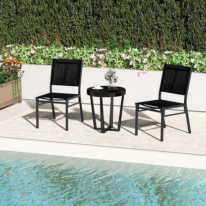 Giantex Outdoor Patio Dining Chair, Armless Dining Chair with Breathable Fabric Seat & Backrest, Heavy Duty Aluminum Frame, Outside Lightweight Patio Chairs for Porch Balcony Garden Yard Poolside