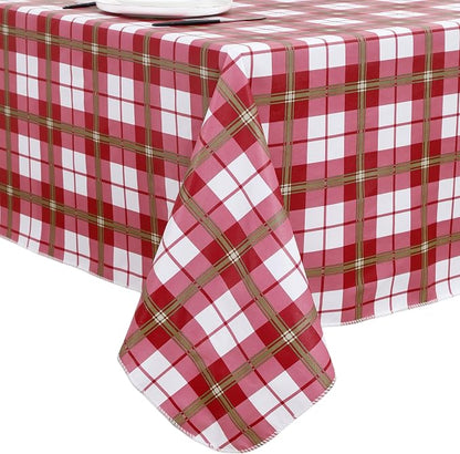 Walrus Heavy Duty Vinyl Tablecloth with Flannel Backing Waterproof Oil-Proof Plastic Table Cloth Stain-Resistant Wipeable Rectangle or Square Table Cover for Indoor and Outdoor (Lattice,52x70 Inch)