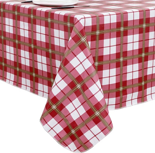 Walrus Heavy Duty Vinyl Tablecloth with Flannel Backing Waterproof Oil-Proof Plastic Table Cloth Stain-Resistant Wipeable Rectangle or Square Table Cover for Indoor and Outdoor (Lattice,54x54 Inch)