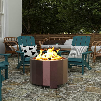 Merrick Lane Aries 27" Smokeless Firepit - Bronze Finish - Wood Burning - Lightweight Portable Design - Waterproof Cover Included - No Assembly Required
