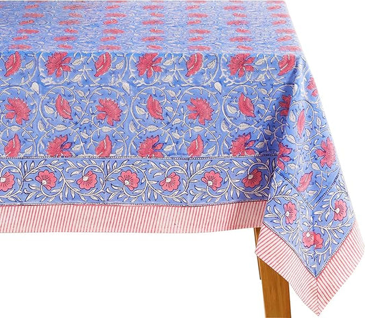 100% Cotton Hand Block Printed, Tablecloth for Kitchen, Dining, Table Cover for Parties, Chritmas, Weddings, Barbecues and Summer picnics Table Cloth