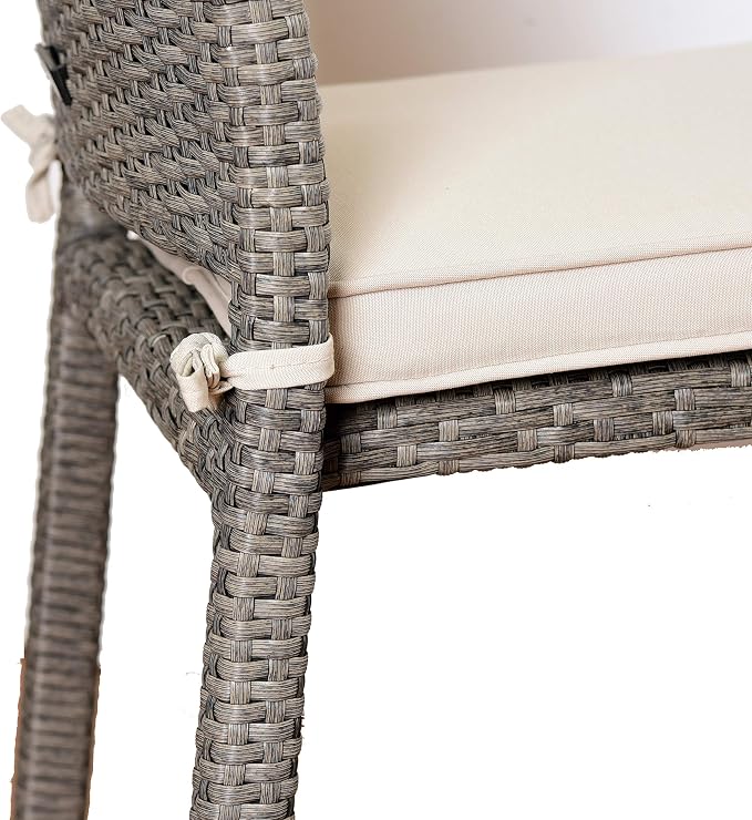 Amazonia Jefferson 9-Piece Patio Extendable Dining Table Set | Light Grey Wicker Chairs with Cushion | Ideal for Outdoors and Indoors