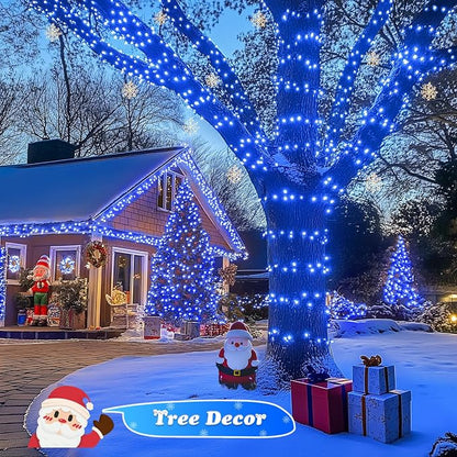JMEXSUSS 173ft 500 LED Blue Christmas Lights Outdoor with Remote | 8 Modes Plug in Halloween Lights, Waterproof Blue String Lights for Outdoor Indoor Party House Xmas Halloween Decor