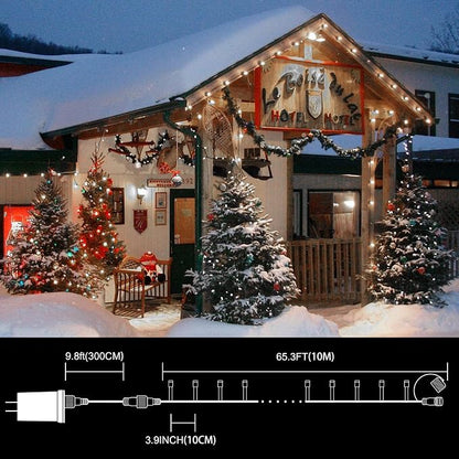33ft Christmas Decorative Mini Lights, 100 LED Green Wire Fairy Starry String Lights Plug in, 16 Lighting Modes, for Indoor Outdoor Xmas Tree Wedding Party Decoration (White)