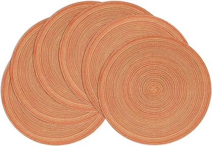 SHACOS Round Braided Placemats Set of 6 Fall Place Mats Washable Polyester 15 inch Round Table Mats for Dining Table Wedding Party Decor (Fall Color Mix, 6)