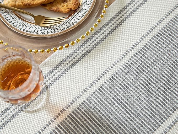 Caflife Boho Table Runner Grey Stripe for Modern Farmhouse Coffee Table Decor, Rustic Woven Runner with Handcrafted Tassels for Home Dining Table décor 13 x 72 Inch Long Visit The Store