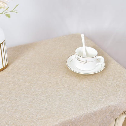 Wolkemer 2 Pack Faux Linen Small Square Tablecloth Heavy Duty Fabric Nightstand Table Cloths 24 x 24 Inch Beige Farmhouse Rustic End Table Cover for Dining Bedroom Tabletop Decoration