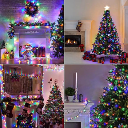 kemooie 500 LED Christmas Lights, 164FT 8 Lighting Modes with Memory Plug in Waterproof Christmas Lights Outdoor, for Birthday Christmas Tree Party Garden Balcony Decorations (Multicolored)