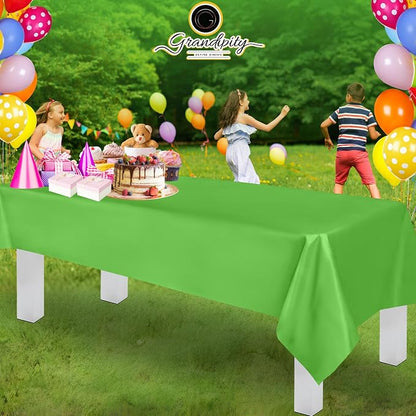 Grandipity 12 Pack Premium Disposable Plastic Tablecloth 54 Inch. x 108 Inch. Decorative Rectangle Table Cover - Lime Green