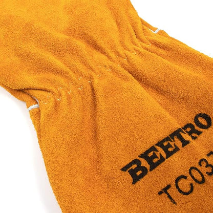BEETRO Welding Gloves 1 Pair, Cow Leather Forge/Mig/Stick Welder Heat/Fire Resistant, Mitts for Oven/Grill/Fireplace/Furnace/Stove/Pot/Wood Burner/BBQ/Animal handling glove with Soft Lining