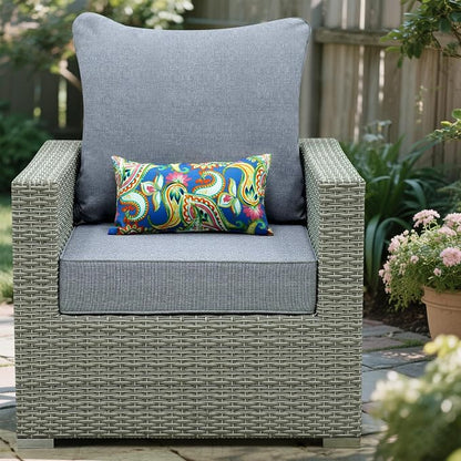 Outdoor Seat Cushion Set 24 x 24 Inch,Olefin Deep Seat Patio Cushions,Patio Furniture Cushions with Removable Cover,Rain-Proof and Fade Resistant Deep Seat Bottom & Back Cushion with Pillow,1 Set
