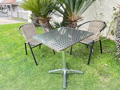 BTEXPERT 27.5" Square Indoor Outdoor Bistro Table – Stainless Steel Top, Aluminum Base, Commercial Restaurant Patio Table for Café, Balcony, Garden, Dining