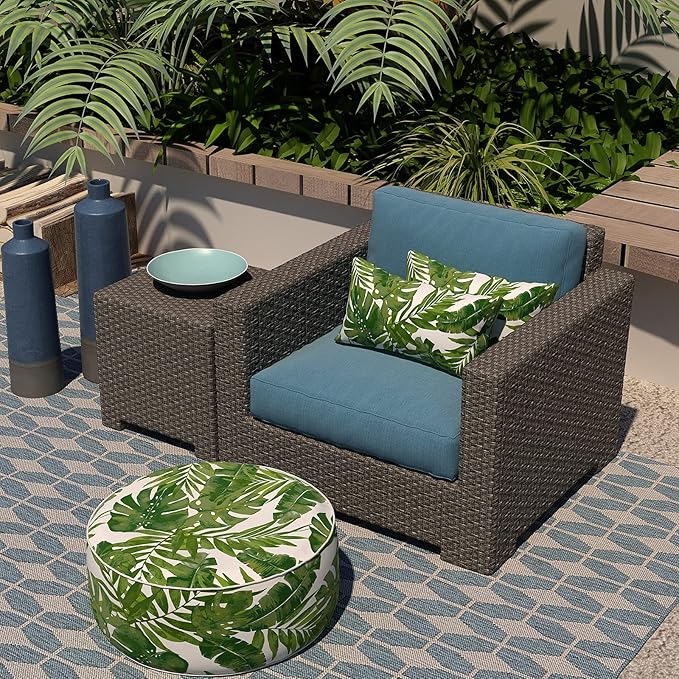 LVTXIII Outdoor/Indoor Lumbar Pillow Case Covers ONLY, 12” x 20” Patio Garden Decorative Lumbar Pillow Covers Pack of 2 for Outdoor Home Patio Furniture Use - Palm Green