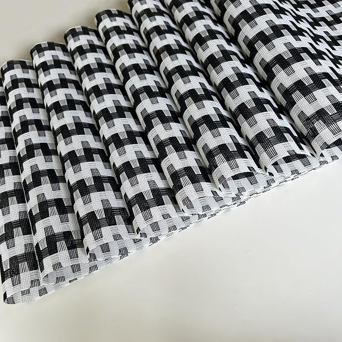 Placemat,Blending Color Durable Woven Vinyl Placemat Washable Heat-Resistant Anti-Skid Kitchen Dining Table Mats Set of 8, Black White
