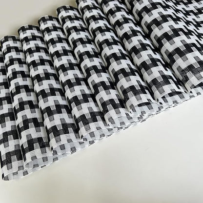 Placemat,Blending Color Durable Woven Vinyl Placemat Washable Heat-Resistant Anti-Skid Kitchen Dining Table Mats Set of 8, Black White