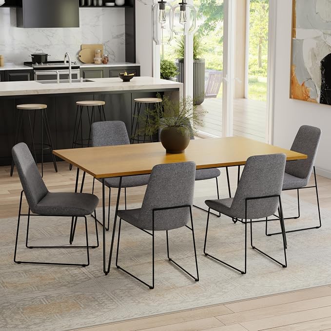 SIMPLIHOME Corina/Hunter 7-Piece Dining Set in Grey for the Dining Room and Kitchen