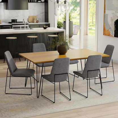 SIMPLIHOME Corina/Hunter 7-Piece Dining Set in Grey for the Dining Room and Kitchen