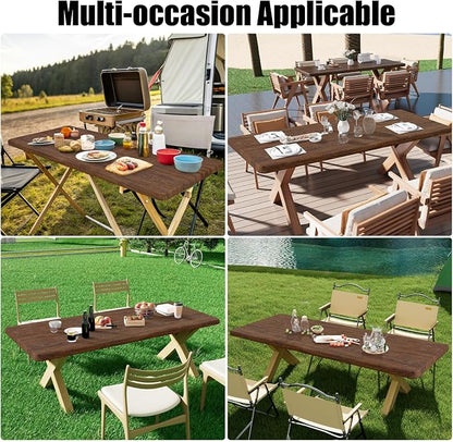 Smiry 2 Pack Rectangle Table Cloth 4 Foot, Waterproof Elastic Fitted Tablecloths, Windproof Washable Polyester Table Cover for Picnic, Camping, Outdoor (Brown, 30"x48")