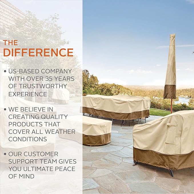 Classic Accessories Veranda Water-Resistant 88 Inch Rectangular/Oval Patio Table & Chair Set Cover, Outdoor Table Cover